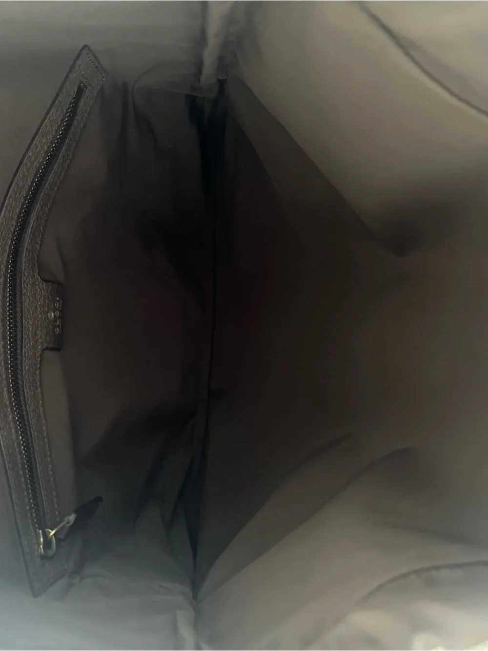 Gucci Beige GG Canvas Backpack with Yellow Corners and Brown Trim